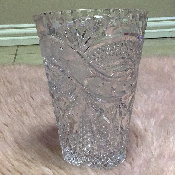 Lead crystal cut glass vase diamond pattern large vase flower vase - Picture 2 of 13